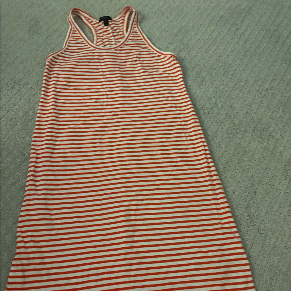 J. Crew Orange & White Striped Racerback Tank